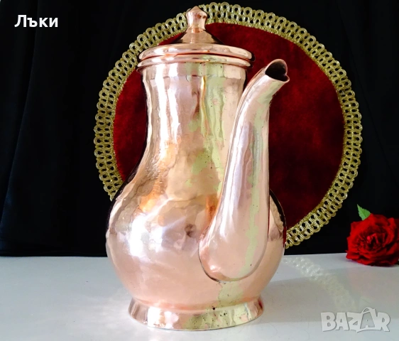 Медна кана,чайник,чиста червена мед 1.5 л.,800 гр. , снимка 7 - Антикварни и старинни предмети - 54988773