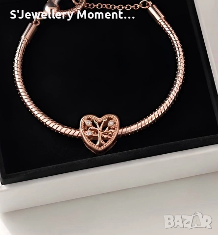 Сребърен Пандора 925- Pandora Heart with Tree of Life and Family , снимка 4 - Гривни - 55242370