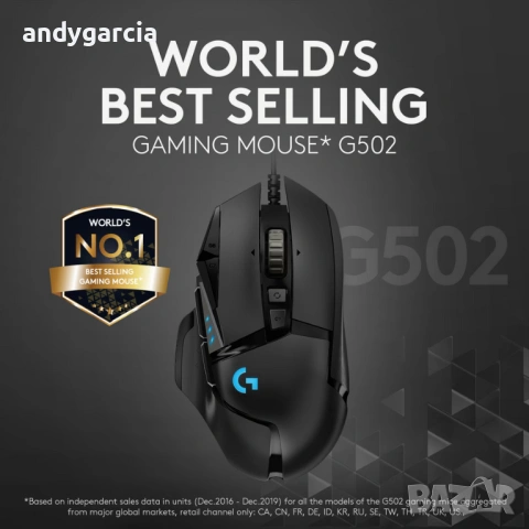 Gaming mouse Logitech G502 Hero геймърска мишка 25600 DPI с кабел , Black чисто нова в кутия