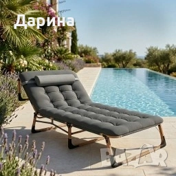 нов шезлонг с възглавница с гаранция , снимка 2 - Градински мебели, декорация  - 54654812