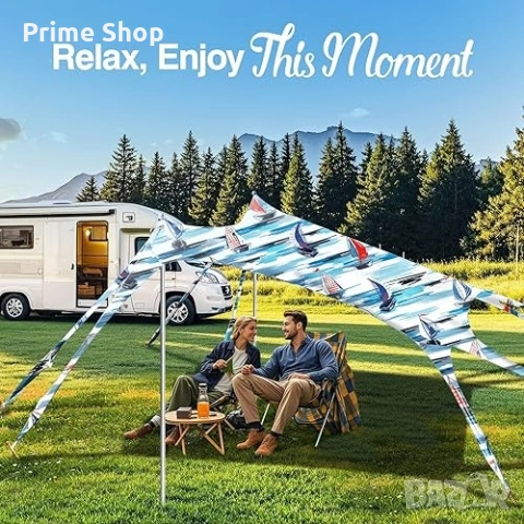 3x3м Плажна тента/ шатра за 8 човека, UPF 50+, 8 торби за пясък, Индиго, Rhino Valley, снимка 4 - Палатки - 54309683