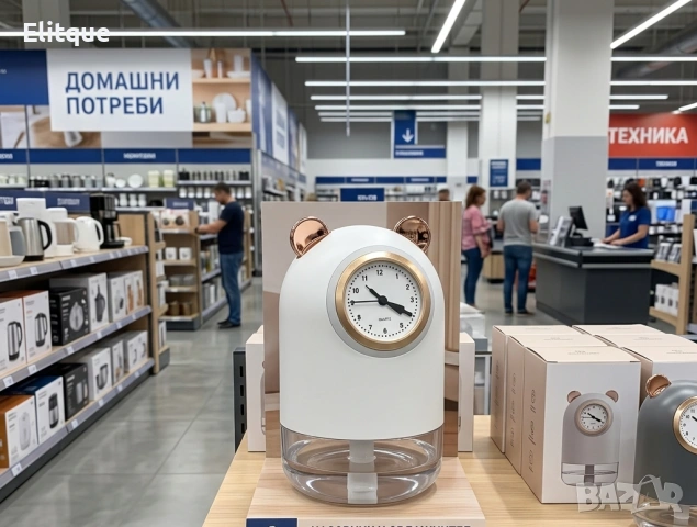 Арома дифузер с LED светлина и дигитален часовник – 300ml USB овлажнител