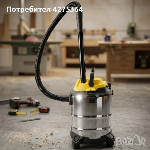 Прахосмукачка Dictrolux 3-в-1 – Мощна и идеална за твърди частици и течности с капацитет от 15 литра, снимка 2 - Прахосмукачки - 54591225