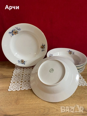 Български порцеланови чинии -Разград, снимка 3 - Чинии - 54275413