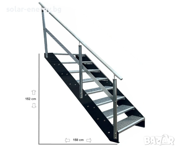 Метално стълбище 8 стъпала | Външни стълби | Поцинковано