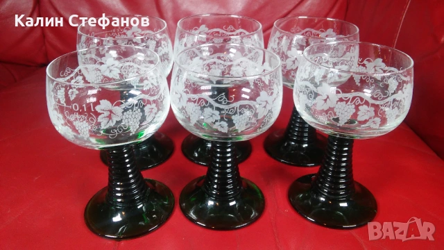 Чаши за концентрат, френски кристал, зелено столче, 100 мл