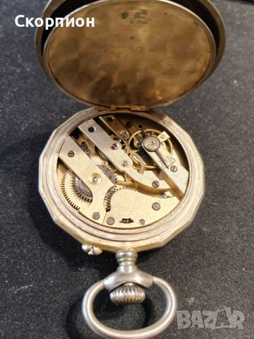 Швейцарски джобен часовник посребрени капаци - Argentan -  Цилиндър - РЯДЪК, снимка 15 - Джобни - 50823822