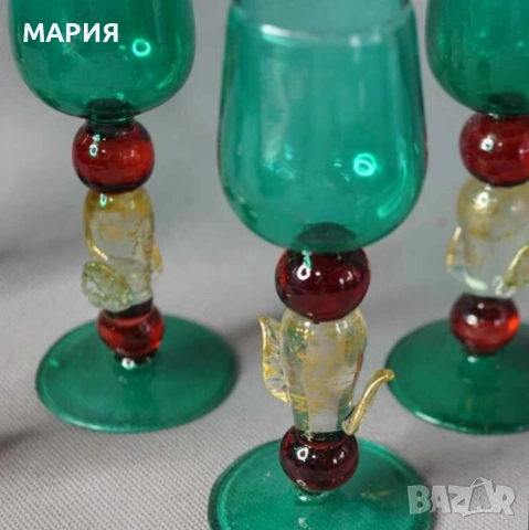 Изключително редки Murano ликьорни чаши – приписвани на Salviati, комплект 5 бр.