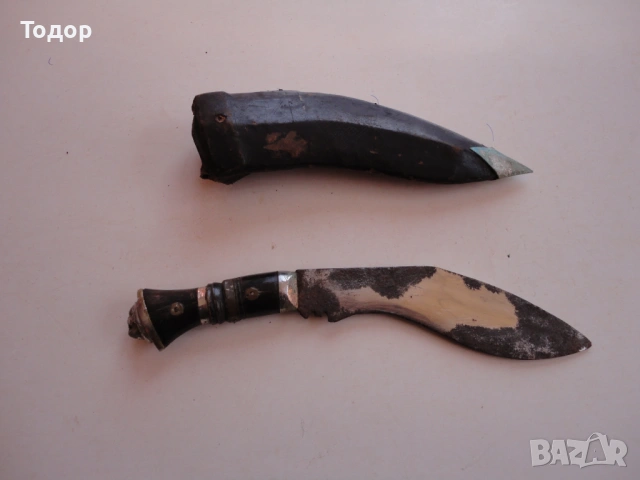 Стар нож кукри рог с кания , снимка 5 - Ножове - 54095735