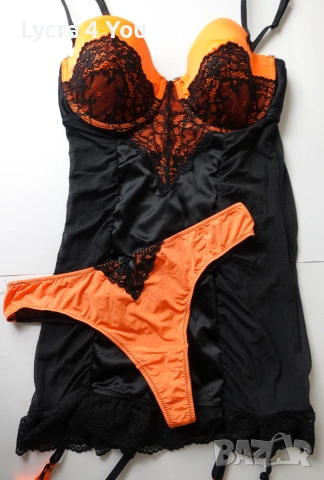 M/L луксозен комплект от нощничка с жартиери и прашка, снимка 3 - Бельо - 55213476