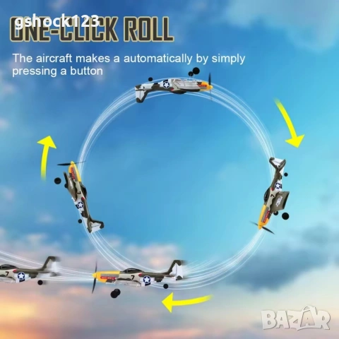 Радиоуправляем самолет P-51 Mustang, 6-осен жироскоп, XPILOT и Акробатични функции, снимка 4 - Влакчета, самолети, хеликоптери - 54353935
