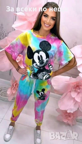 Mickey Mouse Дамски Спортен Комплект Тениска И Долнище🔝Дамски Спортен Екип - 4 Цвята Код A1174