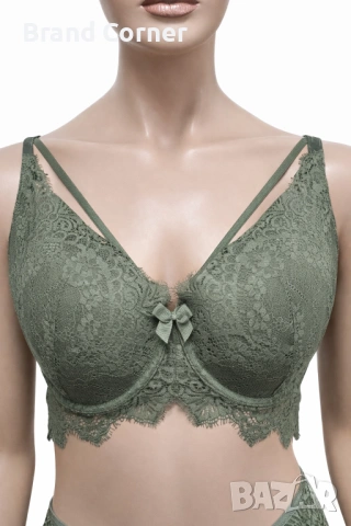 Дамски комплект бельо Hunkemöller 2XL – дантела в маслено зелено, снимка 2 - Бельо - 54551423