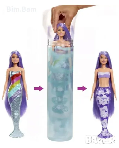 Куклa Barbie Color Reveal с магическа трансформация - цветна русалка, снимка 3 - Кукли - 55415452