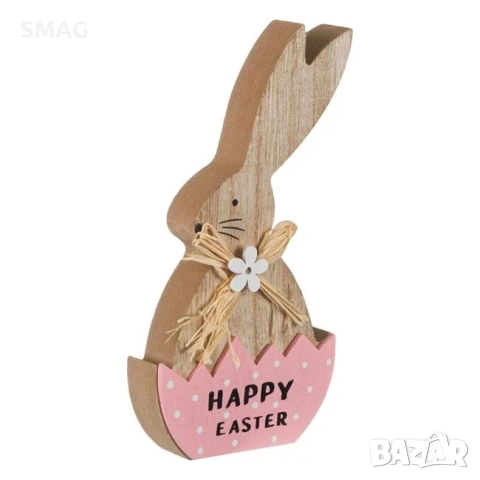 Великденска дървена настолна декорация – зайка в яйце, 9x2x18см_1189353, снимка 3 - Декорация за дома - 54224349