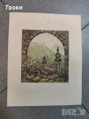 Оригинален цветен офорт 1942 год.на худ. Ludwig Adamus