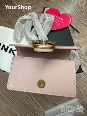Оригинална чанта Pinko micro model в розов цвят, снимка 7 - Чанти - 54048216