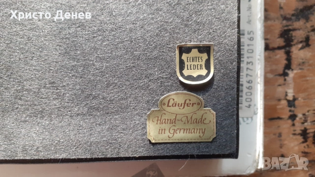 поставка за химикалка за бюро Лауфер Läufer Германия естествена кожа, цвят черен, ръчна изработка, снимка 3 - Други ценни предмети - 54750345