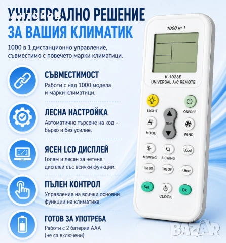 Универсално дистанционно за климатик или телевизор (LCD/LED/Smart TV) - съвместимо с много модели, снимка 11 - Друга електроника - 54884089