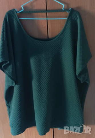 Макси зелена блуза с къс ръкав , снимка 3 - Тениски - 54095409