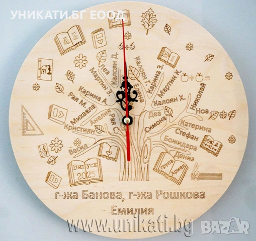 Подарък за госпожите в детската - Часовник дърво с имена