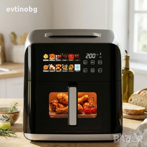 Еърфрайър Oliver Voltz OV51980CF, 1800W, 8 литра, Двоен нагревател, 12 Програми, LED дисплей и прозо, снимка 6 - Мултикукъри - 54062974