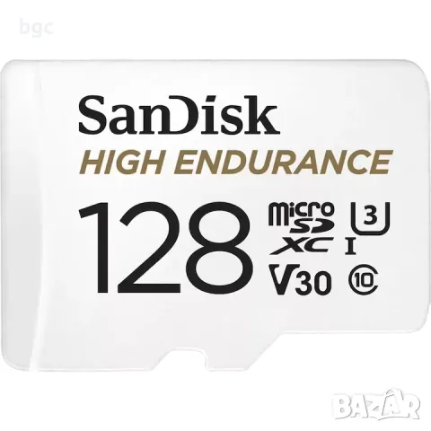 НОВА 128 GB Class 10 SanDisk High Endurance Карта памет Video , V30, UHS-I U3 micro SD + Адаптер