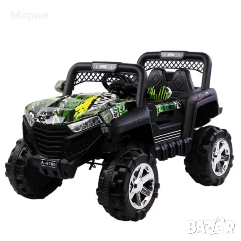Детско електрическо бъги 4×4 с дистанционно, LED, USB и MP3 – 4 мотора, зелено