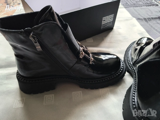 Дамски черни лачени боти , снимка 13 - Дамски боти - 53963451