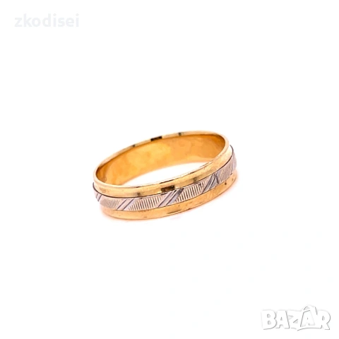 Златен пръстен брачна халка 2,87гр. размер:56 14кр. проба:585 модел:37395-5, снимка 2 - Пръстени - 54068392