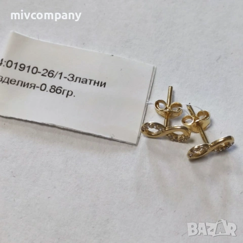 Златни обеци 0.86гр., снимка 4 - Обеци - 54606931