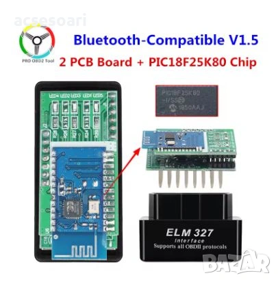 ELM327 OBD2 Bluetooth FW v1.5 двуплатков продукт - Авто диагностика
