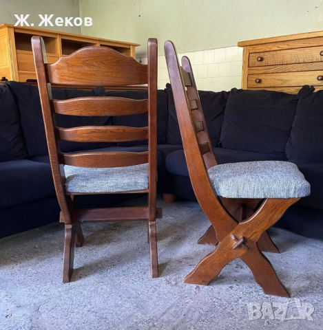 ЧЕТИРИ МАСИВНИ ДЪРВЕНИ СТОЛА, снимка 4 - Столове - 54241758