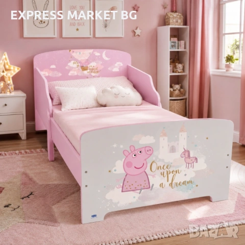Детско легло Peppa Pig 140x70 см с ламелна основа, снимка 3 - Мебели за детската стая - 54827527