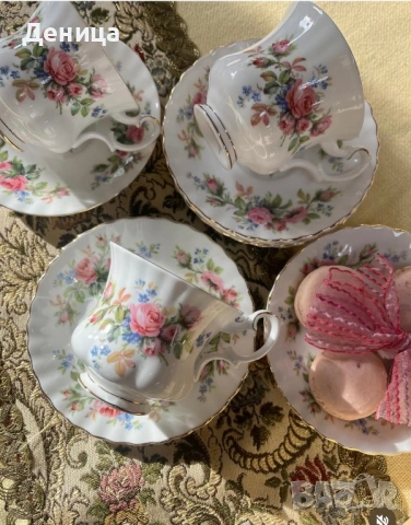 Последен сет Royal Albert „Moss Rose“- добре познат модел английски флорален дизайн. 