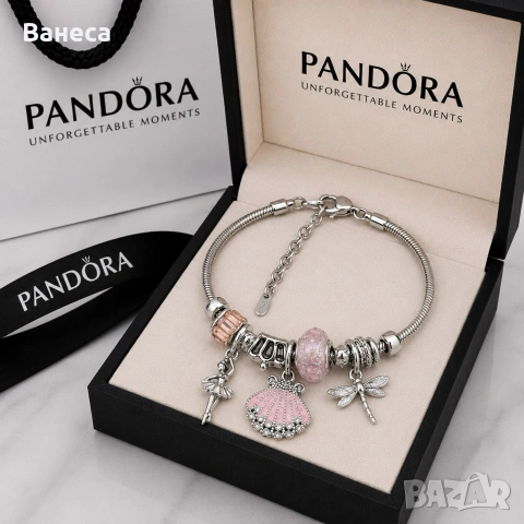 🌸 Сребриста гривна тип Pandora , снимка 3 - Гривни - 55226781