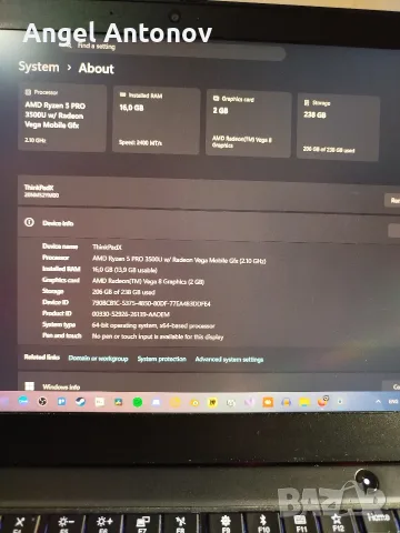 Lenovo ThinkPad X395 | Ryzen 5 PRO 3500U | 16GB RAM | 256GB SSD, снимка 6 - Лаптопи за работа - 55619368