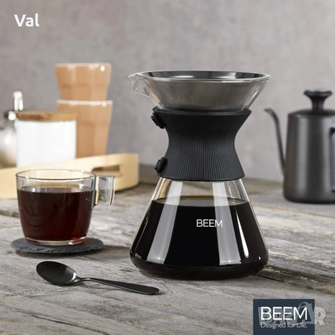 1бр/ Стъклена кана с метален филтър BEEM Classic Selection Pour Over (до 6 чаши)