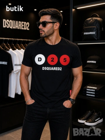 DSQUARED2 черна мъжка тениска D25 – размер M, снимка 2 - Тениски - 54426989