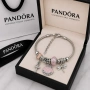 🌸 Сребриста гривна тип Pandora , снимка 3
