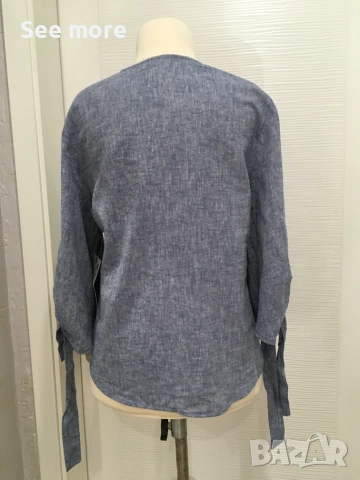 New ZARA разчупен дизайн риза/блуза лен и памук XS, снимка 4 - Ризи - 54990260