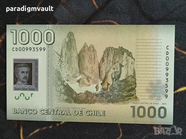 Банкнота - Чили - 1000 песо UNC | 2020г., снимка 2 - Нумизматика и бонистика - 54044514