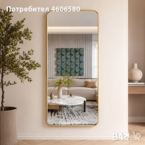 🪞 Златно правоъгълно стеннo огледало 60×80 см ✨, снимка 2 - Огледала - 54783281