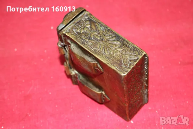 Старинна бронзова барутница, паласка, фишеклък, кутия., снимка 10 - Антикварни и старинни предмети - 55422163