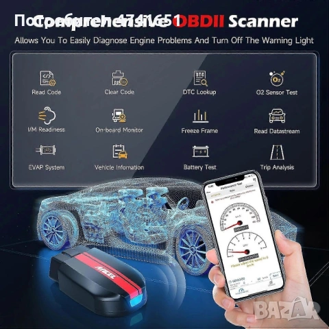 Диагностика Ancel BD200 OBD2 Bluetooth 5.0, снимка 2 - Аксесоари и консумативи - 54944446