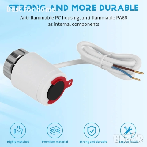 230V нормално затворен NC M30x1.5mm електрически термозадвижващ механизъм за подово отопление , снимка 3 - Друга електроника - 54189787