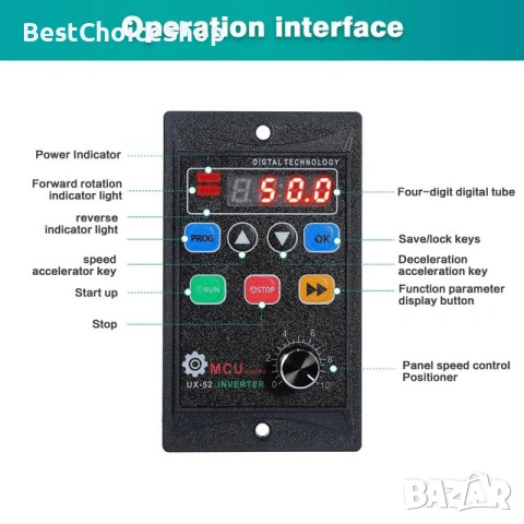 VFD честотен преобразувател 230V 1-фазен вход 3-фазен изход, VFD регулатор скоростта за управлениe, снимка 11 - Друга електроника - 55031127