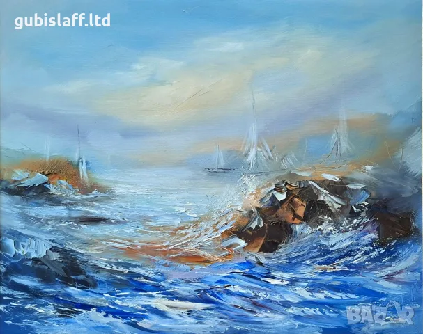 Картина, море, худ. П. Митков, снимка 2 - Картини - 55685199
