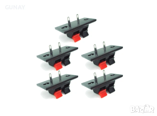 5бр. Комплект Аудио терминал за тонколони 2 позиции пружинни щипки за кабел конектор, снимка 2 - Други - 54159359
