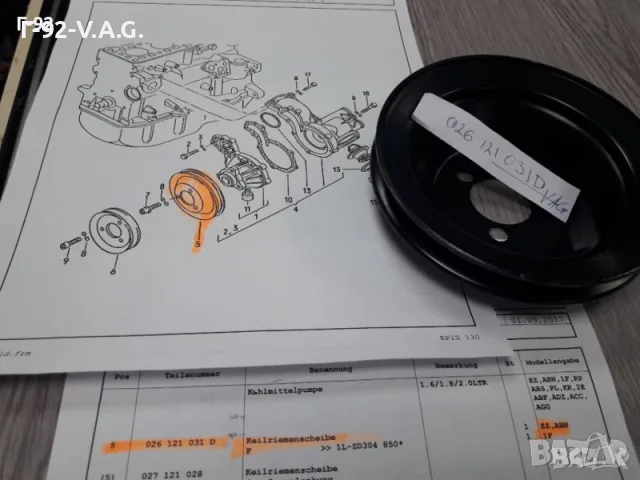026121031D**NEU**VAG**VW**AUDI**РЕМЪЧНА ШАЙБА ЗА ВОДНА ПОМПА ** 